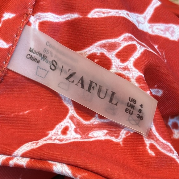 ZAFUL Strapless Marble Print High Waisted Bathing Suit Purple Sage Bush - Picture 7 of 7